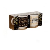 Set 2 Cani de Craciun din Ceramica EMC ONSHOP&reg;, Festive, Alb si Negru cu Imagini Aurii, 160 ml