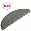 Covorase pentru scari, 15 buc., 56x17x3 cm, gri, semirotunde