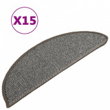Cumpara ieftin Covorase pentru scari, 15 buc., 56x17x3 cm, gri, semirotunde