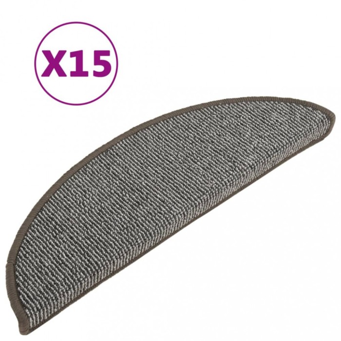 Covorase pentru scari, 15 buc., 56x17x3 cm, gri, semirotunde