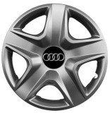 Capace Roti Audi R15, Set 4 Bucati, Gri Metalizat, Plastic ABS, Cod 340, Compatibil A1 A3 A4, Prindere Sigura