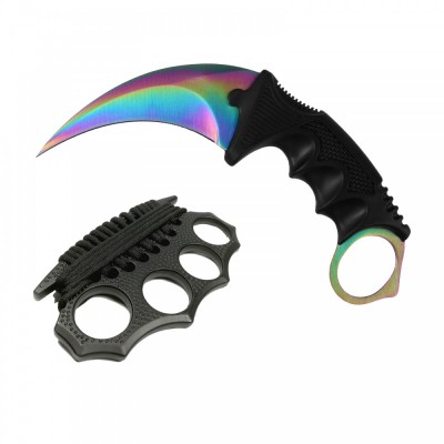 Set box, model 2019, cu snur si cutit, Karambit, fade, 18.5 cm foto