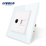 Cumpara ieftin Priza dubla TV + priza internet Livolo cu rama din sticla SmartElectro IntelligentHouse