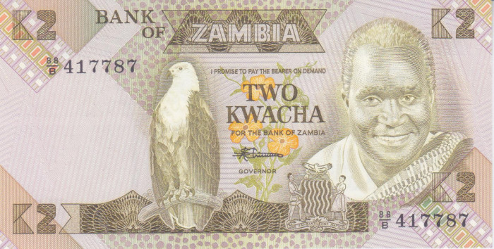 Bancnota Zambia 2 Kwacha (1988) - P24c UNC