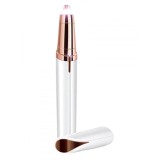 Epilator facial compact, functioneaza cu 1 baterie AAA, plastic, 13 cm, alb/auriu