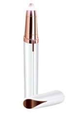 Epilator facial compact, functioneaza cu 1 baterie AAA, plastic, 13 cm, alb/auriu