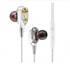 Casti cu fir Techstar? Roreta Albe, Dual Drive, Microfon, Extra Bass, In ear, 3.5mm, Remote foto