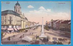 CARTE POSTALA ARAD - PIATA ANDRASSY CIRUCLATA - 1915 foto