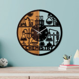 Ceas de perete, Wooden Clock, Lemn/metal, &oslash;56 cm, Nuc / Negru, Tanelorn