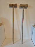 Set 2 Ciocane / Crose Vechi din Lemn Joc Crochet (Croquet) Vintage, 76 cm