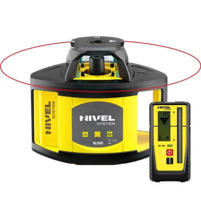 Laser rotativ Nivel System NL500R Digital, fascicul roșu, operare cu un plan orizontal, raza de actiune 500m foto