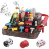 Pista de Masini, Traseu cu Obstacole, Elemente Mobile, Butoane Control, 4 Masinute, Jucarie Interactiva, 32cm x 32cm x 24cm, Oem