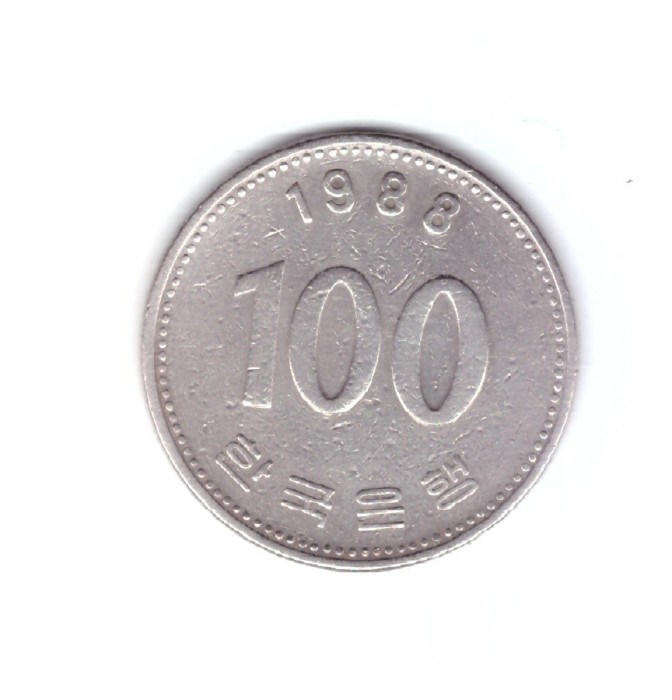 Moneda Coreea de Sud 100 won 1988, stare buna, curata