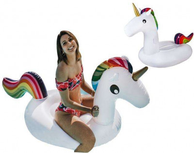 Saltea Gonflabila pentru Piscina model Unicorn, cu manere, 185x100cm, multicolor foto