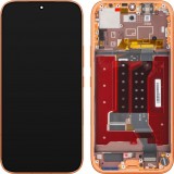 Display cu Touchscreen Honor 600, cu Rama, Portocaliu, Service Pack 0235ATST