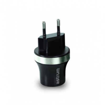 Incarcator Retea Astrum CH220 2xUSB, 2.1A Negru/Silver foto