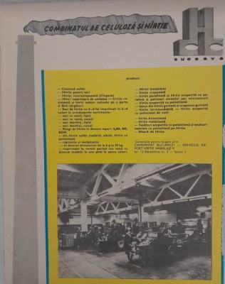 1970 Reclama Combinatul Celuloza si Hartie SUCEAVA comunism BUCOVINA 26 x 20 foto