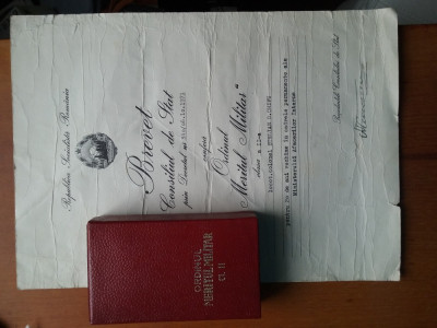 Meritul militar cl.II-a+brevet N.Ceausescu-cutie originala foto