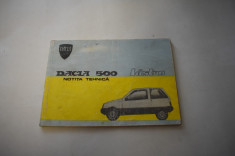 Dacia 500 Lastun manual notita/ carte tehnica foto