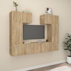 vidaXL Set dulap TV, 6 piese, stejar sonoma, lemn prelucrat foto