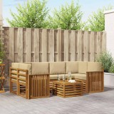 vidaXL Seturi de canapele 7 pcs Natural și Bej Lemn Solid de Acacia 3374448