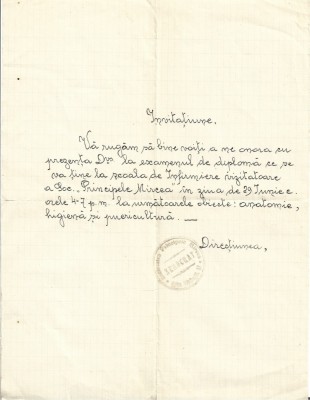 A4051N Școala de Infirmiere vizitatoare a Societății Principele Mircea de la Spitalul Xenocrat din București, lot de 2 acte, perioada interbelică foto