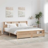 vidaXL Cadru de pat cu headboard Maro 180 x 200 cm Lemn masiv de pin
