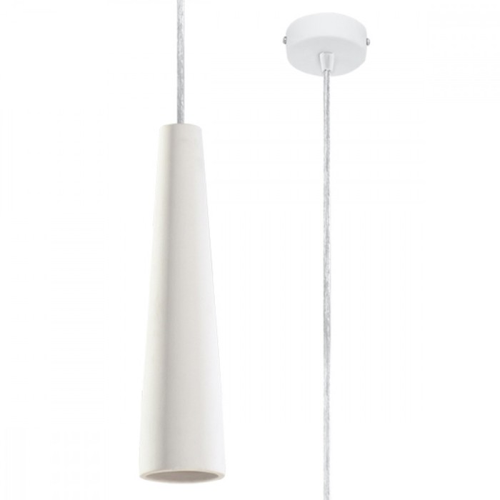 Lustră Suspendată Electra Albă Ceramică 1 Bec Con Modern De Interior