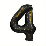 Balon din Folie Metalizata Cyrax, Negru Cifra 4