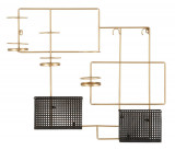 Suport de perete pentru sticle Fashion, 77x65.5 cm, fier, auriu/negru, Mauro Ferretti