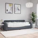 Cumpara ieftin Pat de zi cu saltea, gri &icirc;nchis, 80x200 cm, catifea