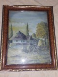 Lot 1 rama tablou vechi superbe,lot tablouri cu protectie geam si sigilate spate nu cunosc daca sunt pictura pe carton panza sau litografii-48,5/38 cm, Lemn, Dreptunghiular