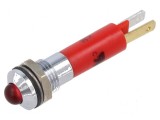 Lampă LED convexă roșie 12VDC 12VAC &Oslash;8mm IP67