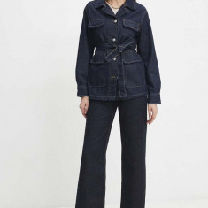 Answear Lab geaca jeans femei, culoarea albastru marin, de tranzitie