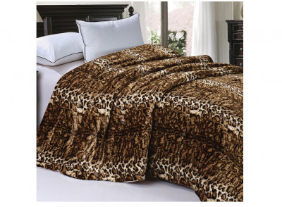 Patura de pat moale si groasa cu blana artificiala Home Soft Things, model Leopard, 218 x 233 cm - RESIGILAT foto