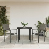 VidaXL Set mobilier de grădină, 3 piese, negru, textilenă și oțel