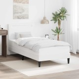 vidaXL Cadru de pat cu benzi LED Alb 90 x 190 cm Piele artificială 42028008