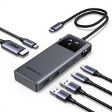 Ugreen - Docking Station Uno 6in1 CM888 (35998) - LED Display, 2x USB, 2x Type-C, HDMI, 10Gb/s, 4K, 100W, SD/TF Slot - Black