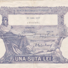 ROMANIA 100 LEI 1917 F+