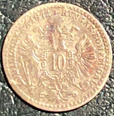 FRANZ JOSEF 10 KREUZER 1872 / ARGINT(.400)/ 1,6g / 18mm. foto