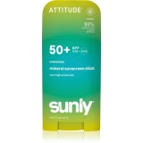 Attitude Sunly Mineral Sunscreen Stick SPF 50+ crema de fata cu minerale pentru protectie stick fără parfum 60 g