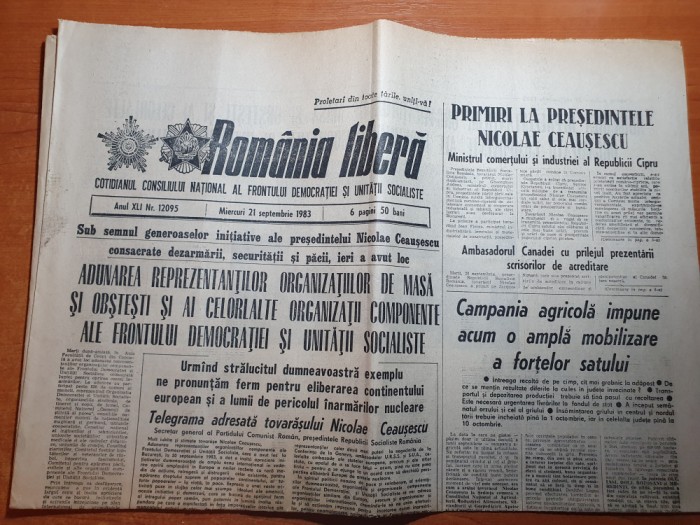 romania libera 21 septembrie 1983-retributia dupa calitatea si cantitatea muncii