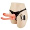 Strap On Dublu Realistic Multispeed, TPR , Natural, 21.5 cm