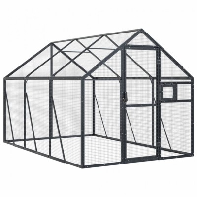 Voliera de pasari, antracit, 1,79x3x1,85 m, aluminiu foto