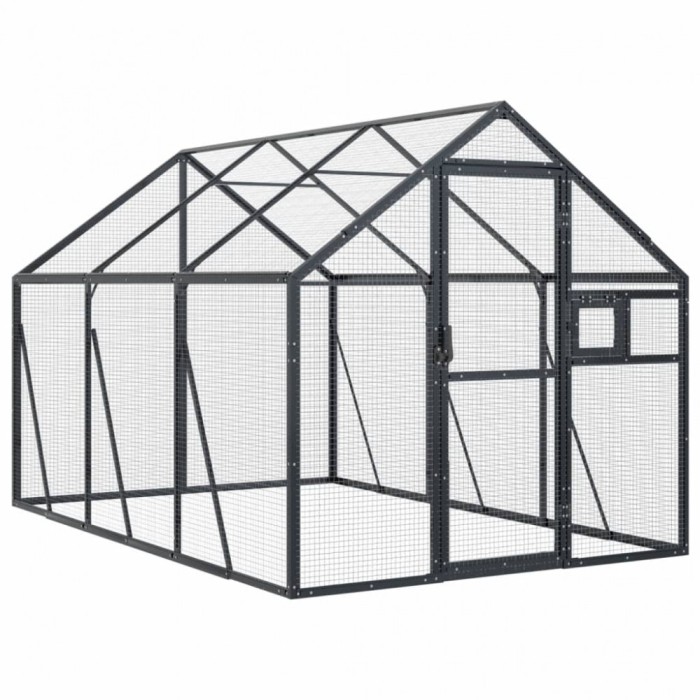 Voliera de pasari, antracit, 1,79x3x1,85 m, aluminiu