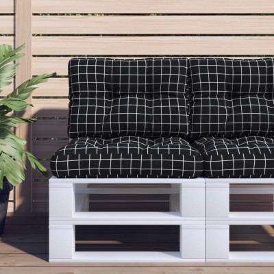 vidaXL Perne de paleți, 2 buc., negru carouri, textil 360661 foto