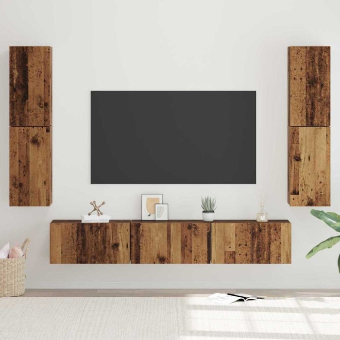 Set comodă TV 7 pcs Lemn vechi 60 x 30 x 30 cm Lemn compozit