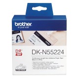 Banda Continua Hartie Original Brother Black on White, DKN55224, pentru P-TOUCH QL-1100|QL-800|QL-810|QL-1050|QL-1060|QL-500|QL-560|QL-570|QL-580|QL-6