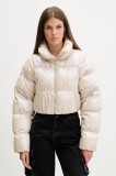 adidas Originals geacă Ess Glossy culoarea bej, de iarnă, oversize, JX2985