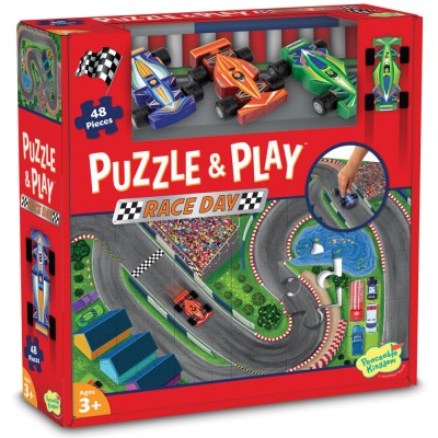 Joc 2 in 1, Puzzle and play, Masini de curse, Peaceable Kingdom foto